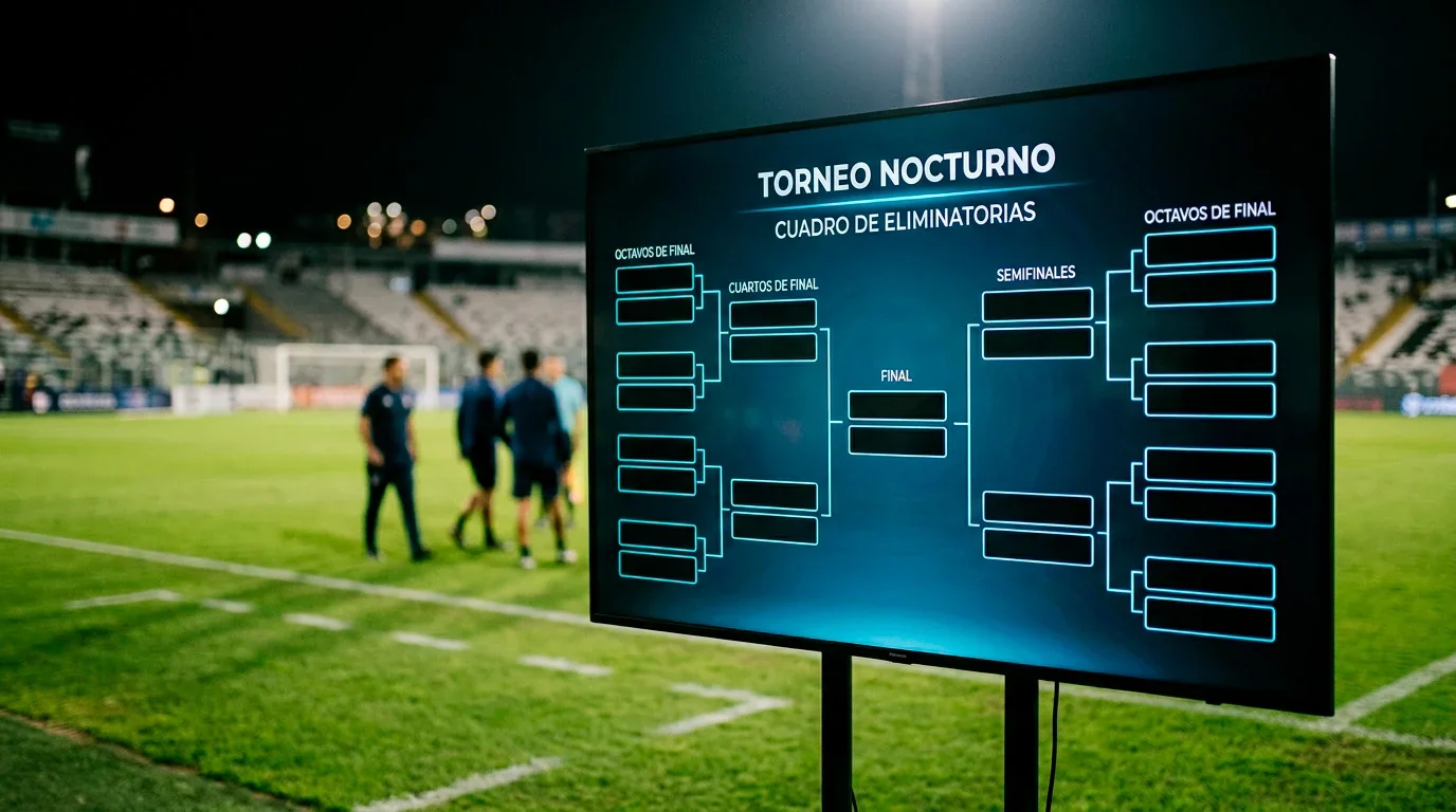 Esquema del cuadro de eliminatorias del Mundial 2026 sobre el césped de un estadio